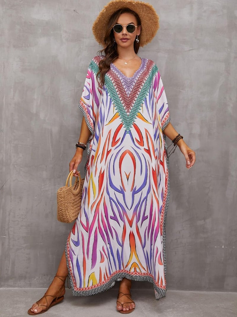 IMAGEKOPE Kaftan Dresses for Women Plus Size Bathing Suit Cover up Caftan Maxi Beach Dresses - Image 4